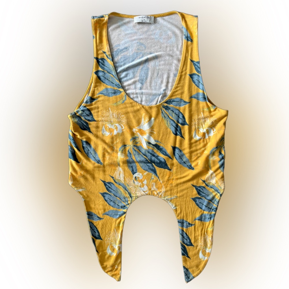 Babaton Yellow and Green Asymmetrical Tank Top